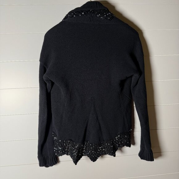 D. Exterior Black Open Front Cardigan with Embellishments Size Large - Picture 5 of 9